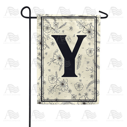 America Forever Flower Sketchings Monogram Garden Flag