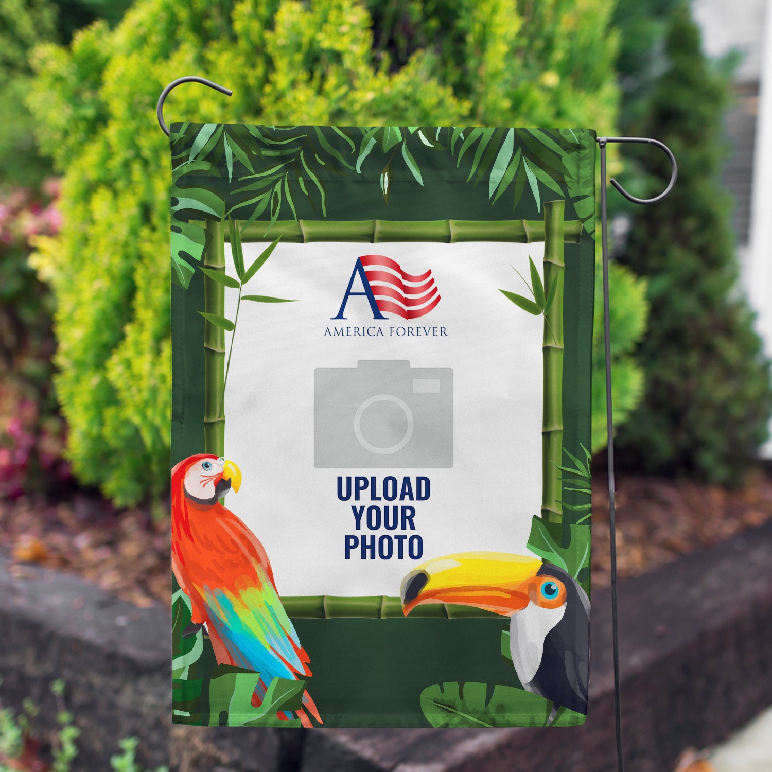 America Forever Personalized Tropical Birds Garden Flag