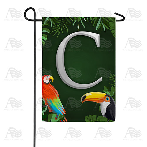 America Forever Tropical Birds Monogram Garden Flag