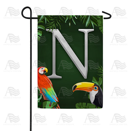 America Forever Tropical Birds Monogram Garden Flag