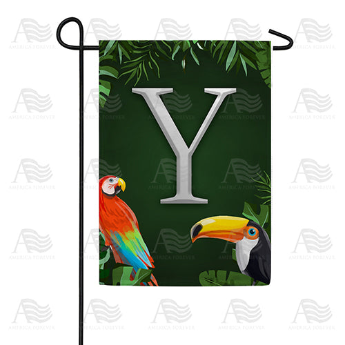 America Forever Tropical Birds Monogram Garden Flag