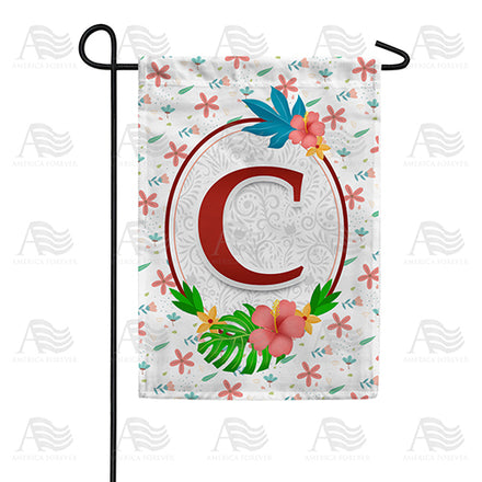 Periwinkle Petals Monogram Garden Flag