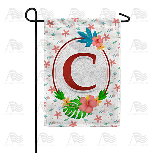 America Forever Periwinkle Petals Monogram Garden Flag