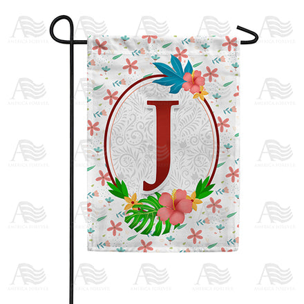 Periwinkle Petals Monogram Garden Flag