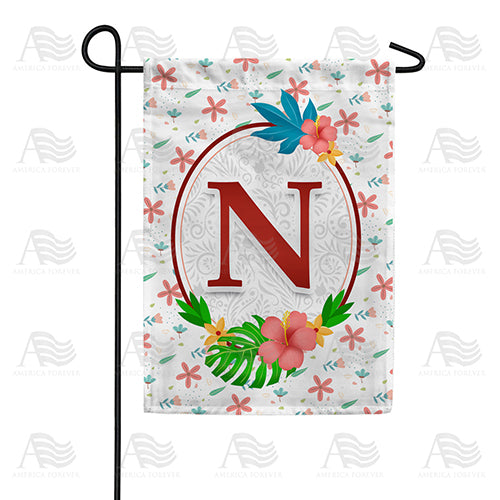 America Forever Periwinkle Petals Monogram Garden Flag