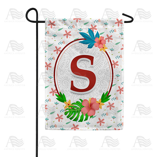 America Forever Periwinkle Petals Monogram Garden Flag