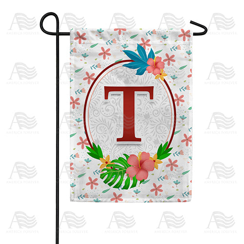 America Forever Periwinkle Petals Monogram Garden Flag