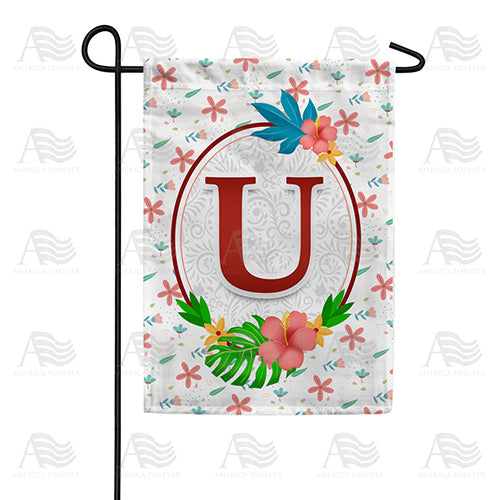 America Forever Periwinkle Petals Monogram Garden Flag