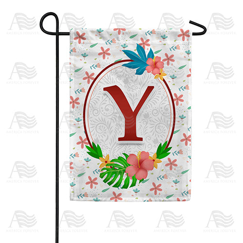 America Forever Periwinkle Petals Monogram Garden Flag