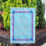 America Forever Personalized Blue And Purple Hydrangea Message Garden Flag
