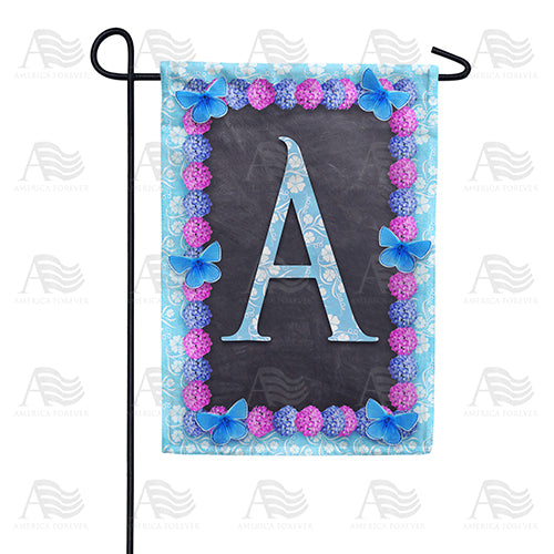 America Forever Blue And Purple Hydrangea Monogram Garden Flag