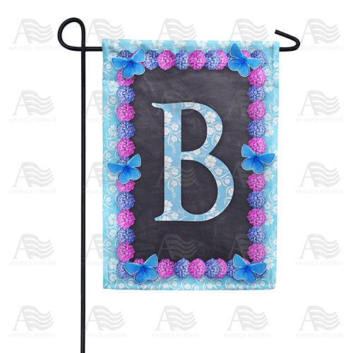 America Forever Blue And Purple Hydrangea Monogram Garden Flag