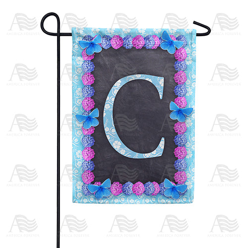 America Forever Blue And Purple Hydrangea Monogram Garden Flag