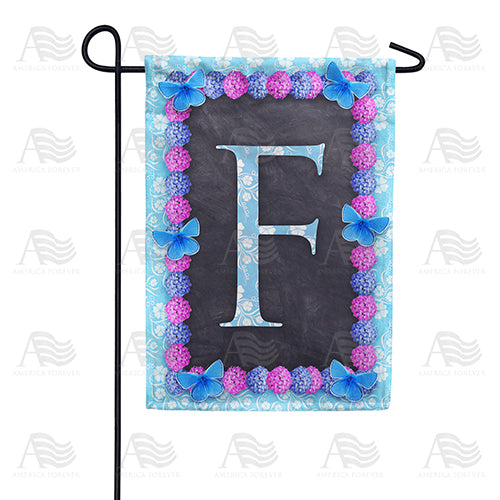America Forever Blue And Purple Hydrangea Monogram Garden Flag