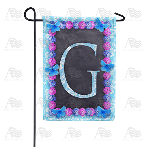 America Forever Blue And Purple Hydrangea Monogram Garden Flag