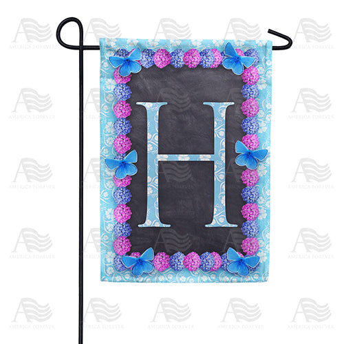 America Forever Blue And Purple Hydrangea Monogram Garden Flag