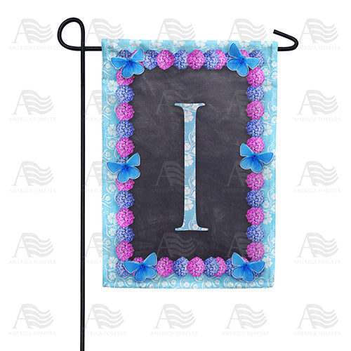 America Forever Blue And Purple Hydrangea Monogram Garden Flag