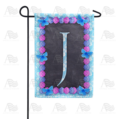 America Forever Blue And Purple Hydrangea Monogram Garden Flag