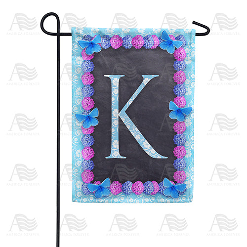 America Forever Blue And Purple Hydrangea Monogram Garden Flag
