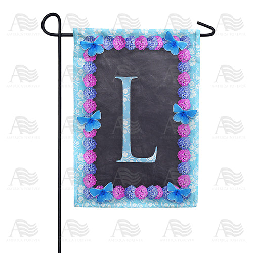 America Forever Blue And Purple Hydrangea Monogram Garden Flag