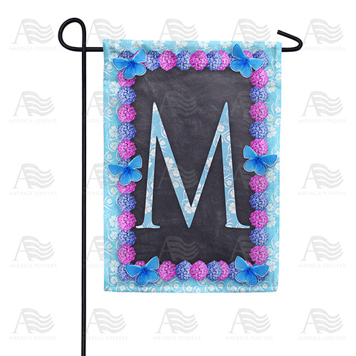America Forever Blue And Purple Hydrangea Monogram Garden Flag