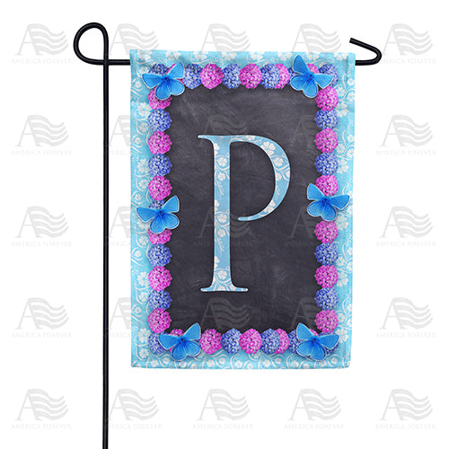 America Forever Blue And Purple Hydrangea Monogram Garden Flag