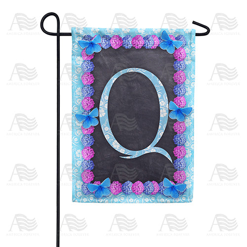 America Forever Blue And Purple Hydrangea Monogram Garden Flag