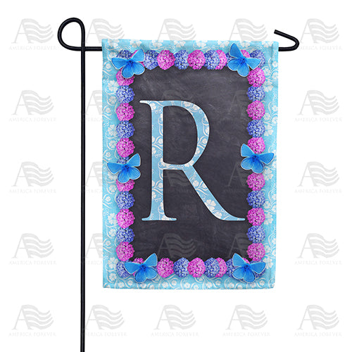 America Forever Blue And Purple Hydrangea Monogram Garden Flag