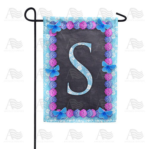 America Forever Blue And Purple Hydrangea Monogram Garden Flag