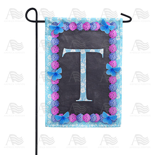 America Forever Blue And Purple Hydrangea Monogram Garden Flag