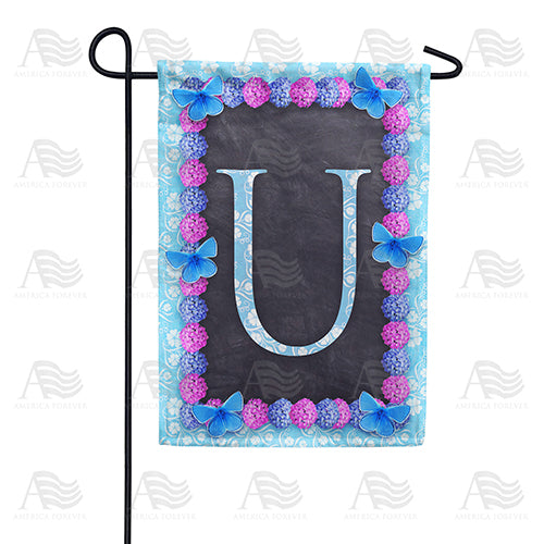America Forever Blue And Purple Hydrangea Monogram Garden Flag