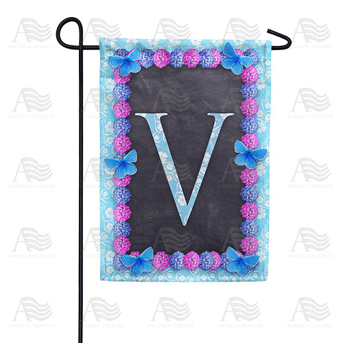 America Forever Blue And Purple Hydrangea Monogram Garden Flag