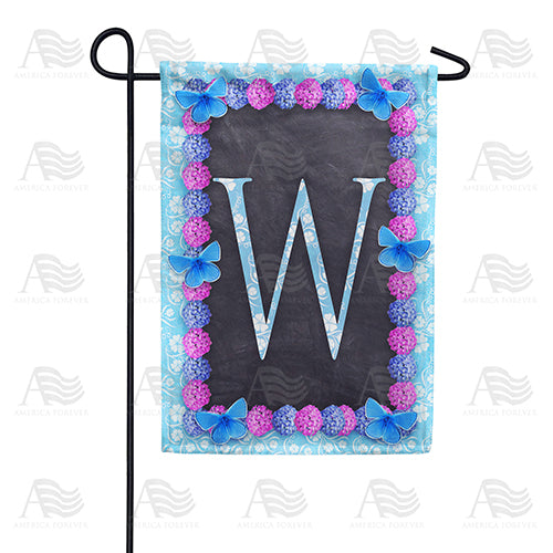 America Forever Blue And Purple Hydrangea Monogram Garden Flag