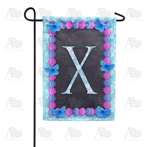 America Forever Blue And Purple Hydrangea Monogram Garden Flag