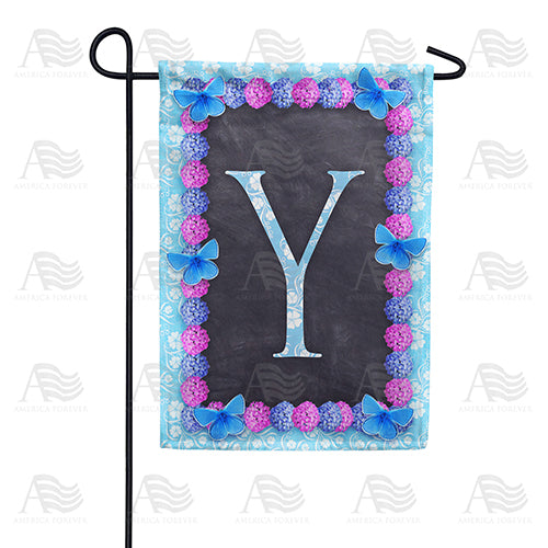 America Forever Blue And Purple Hydrangea Monogram Garden Flag