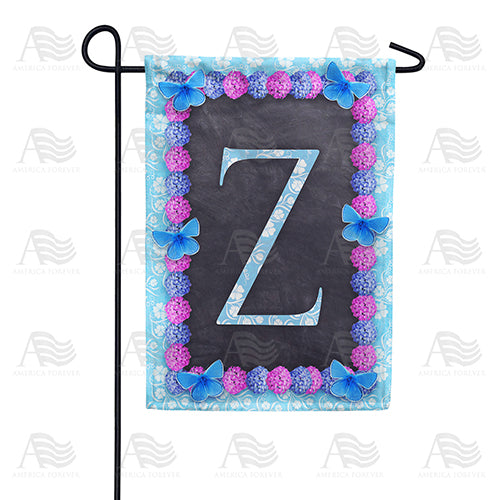 America Forever Blue And Purple Hydrangea Monogram Garden Flag