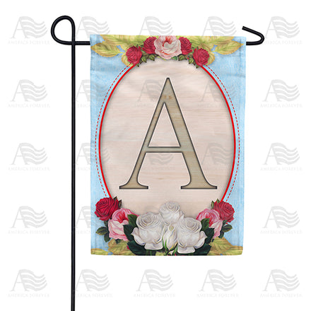 America Forever Rose Wood Monogram Garden Flag