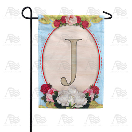 America Forever Rose Wood Monogram Garden Flag