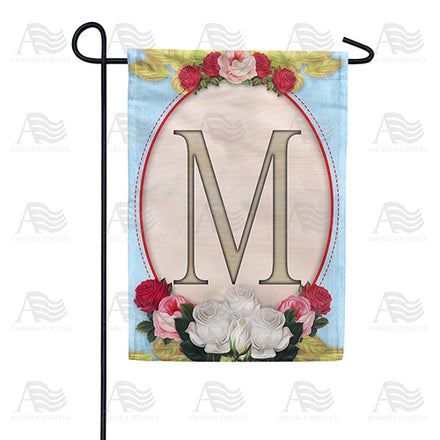 America Forever Rose Wood Monogram Garden Flag