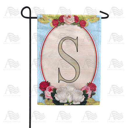 America Forever Rose Wood Monogram Garden Flag