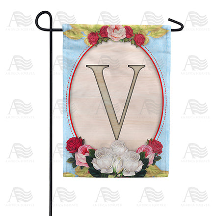 America Forever Rose Wood Monogram Garden Flag