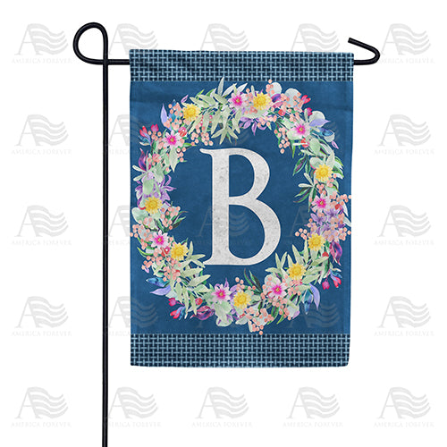 America Forever Floral Wreath Monogram Letter Monogram Garden Flag