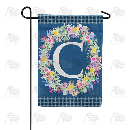 America Forever Floral Wreath Monogram Letter Monogram Garden Flag