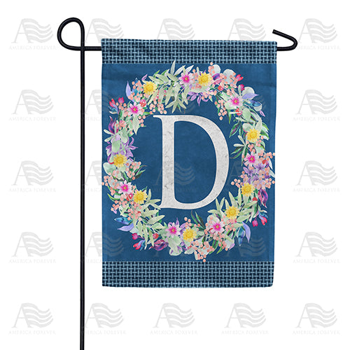 America Forever Floral Wreath Monogram Letter Monogram Garden Flag