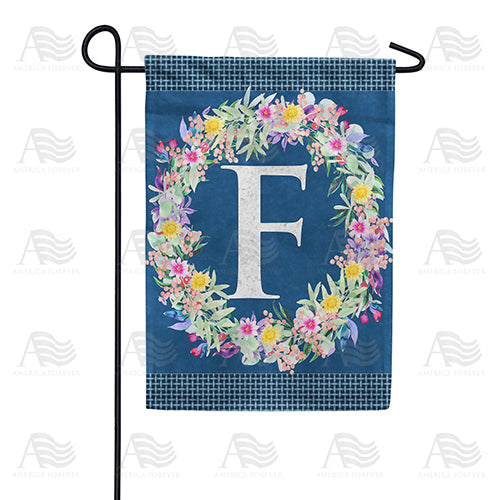 America Forever Floral Wreath Monogram Letter Monogram Garden Flag