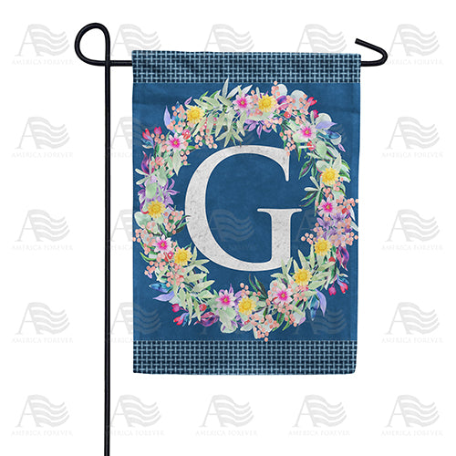 America Forever Floral Wreath Monogram Letter Monogram Garden Flag