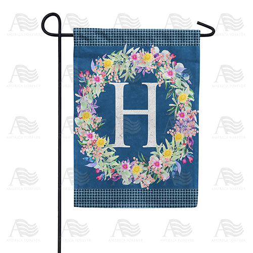 America Forever Floral Wreath Monogram Letter Monogram Garden Flag