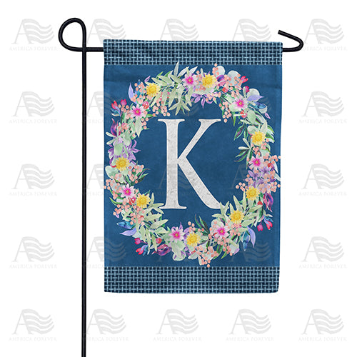 America Forever Floral Wreath Monogram Letter Monogram Garden Flag
