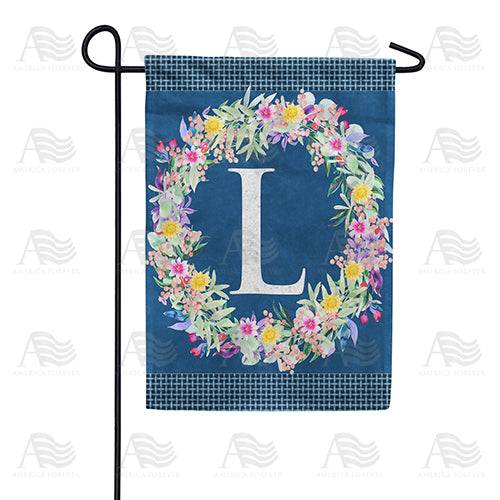 America Forever Floral Wreath Monogram Letter Monogram Garden Flag