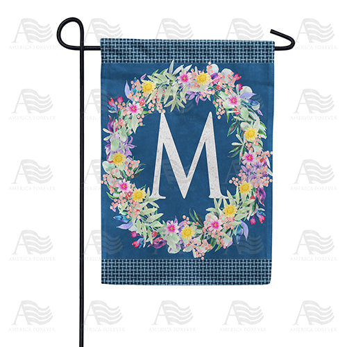 America Forever Floral Wreath Monogram Letter Monogram Garden Flag